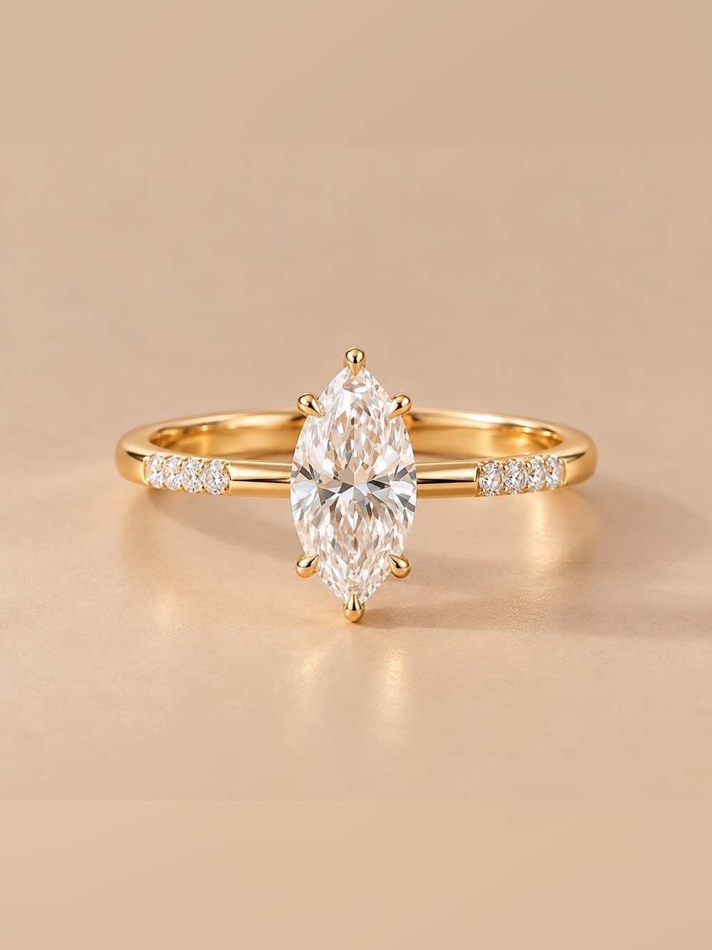 Gold Marquise Solitaire Engagement Ring D249